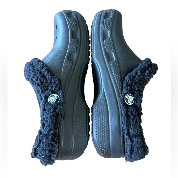 CROCS Clogs Black Classic Fleece Lined Slip On Junior Shoes Size 3 - Picture 5 of 6